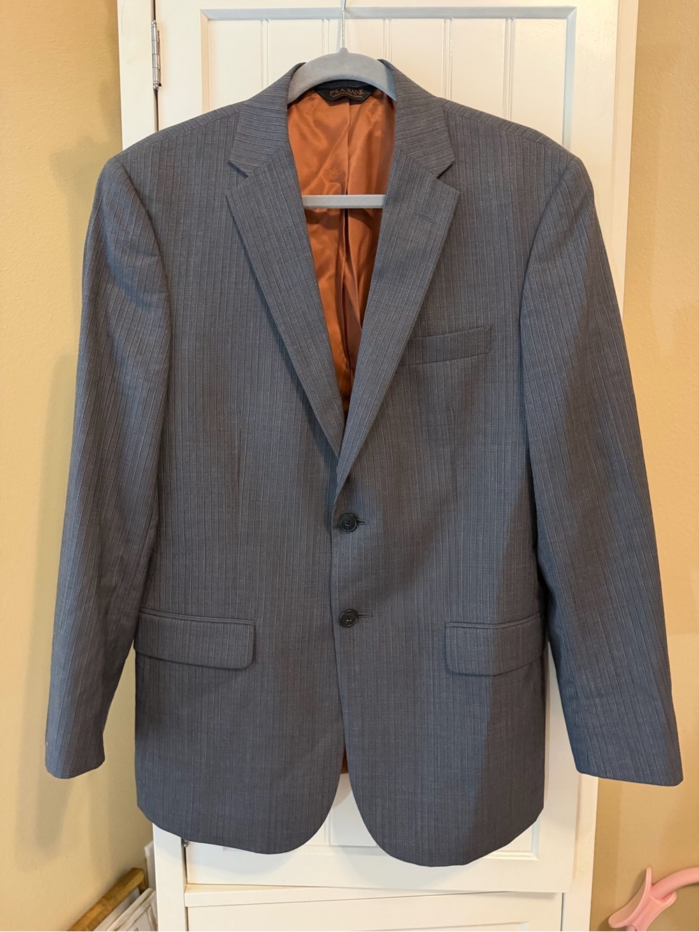 Jos. A. Bank 39R Slim Fit Gray Pinstripe 100% Wool Suit Jacket